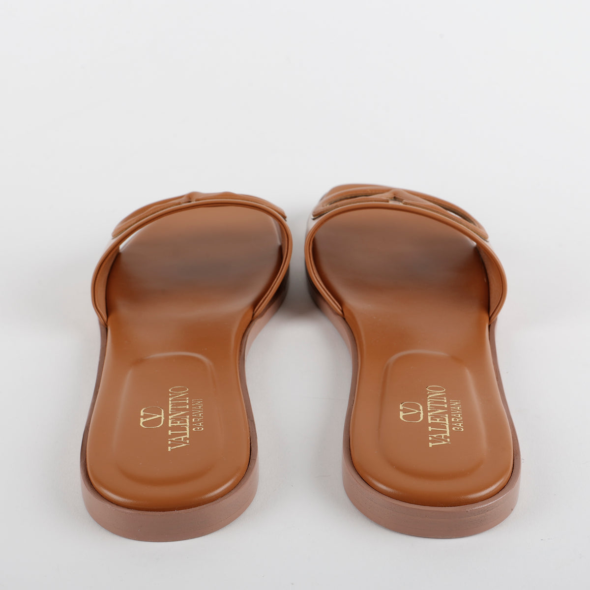 VLogo Signature Slide Sandal, Brown Calfskin (size 40)