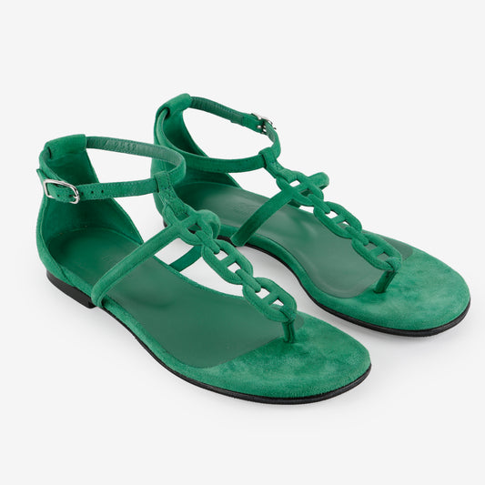 Milos Sandals, Green Suede (size 36)