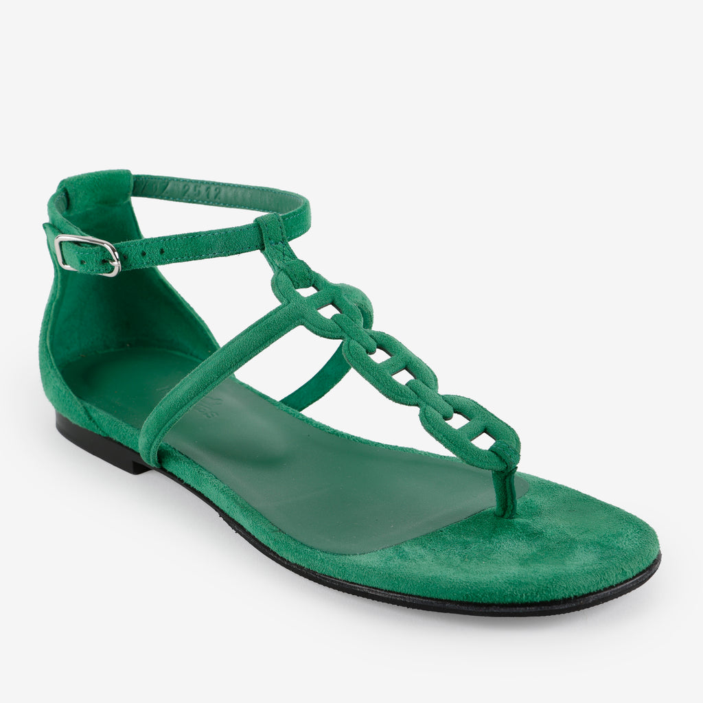Milos Sandals, Green Suede (size 36)
