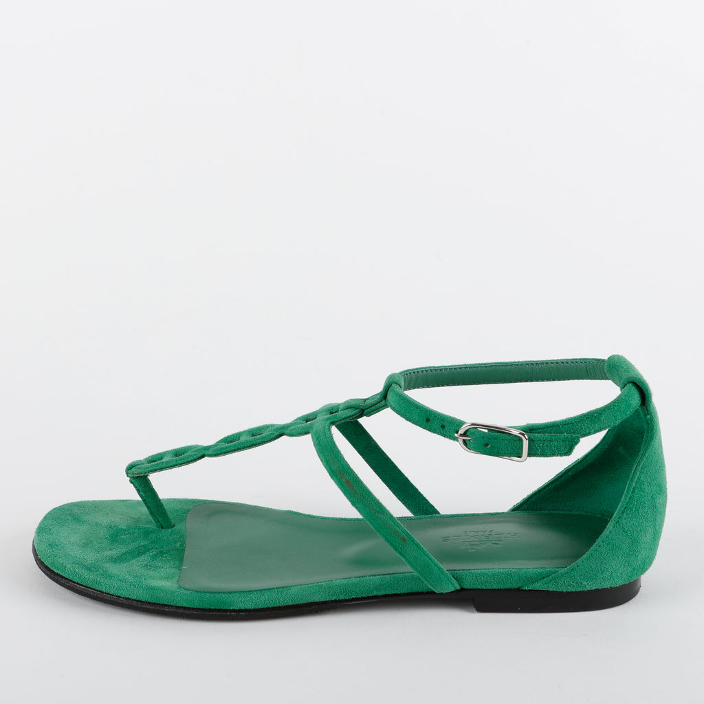 Milos Sandals, Green Suede (size 36)
