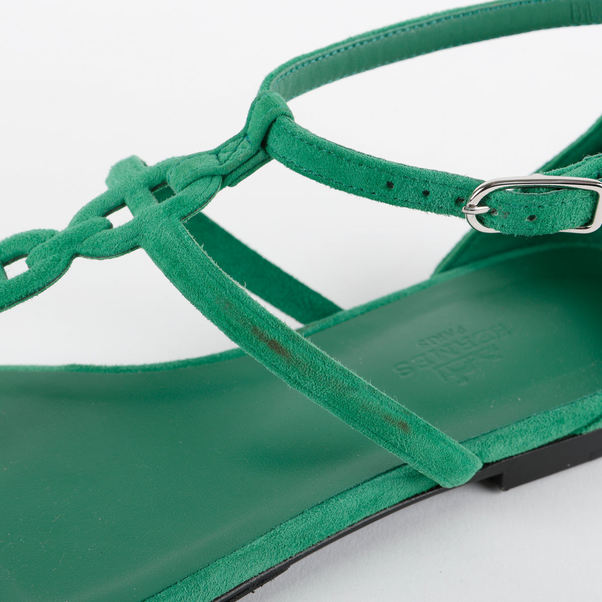Milos Sandals, Green Suede (size 36)