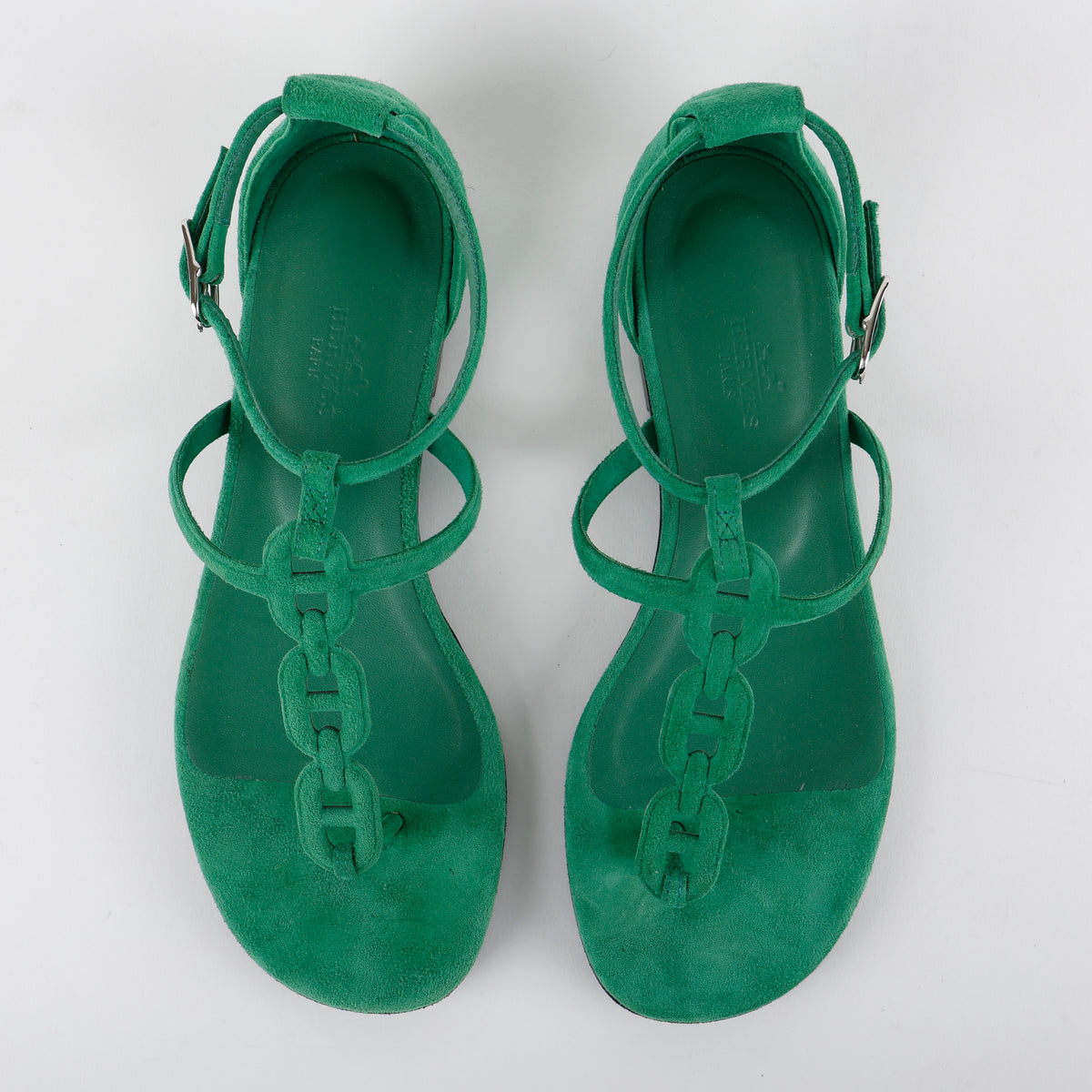 Milos Sandals, Green Suede (size 36)
