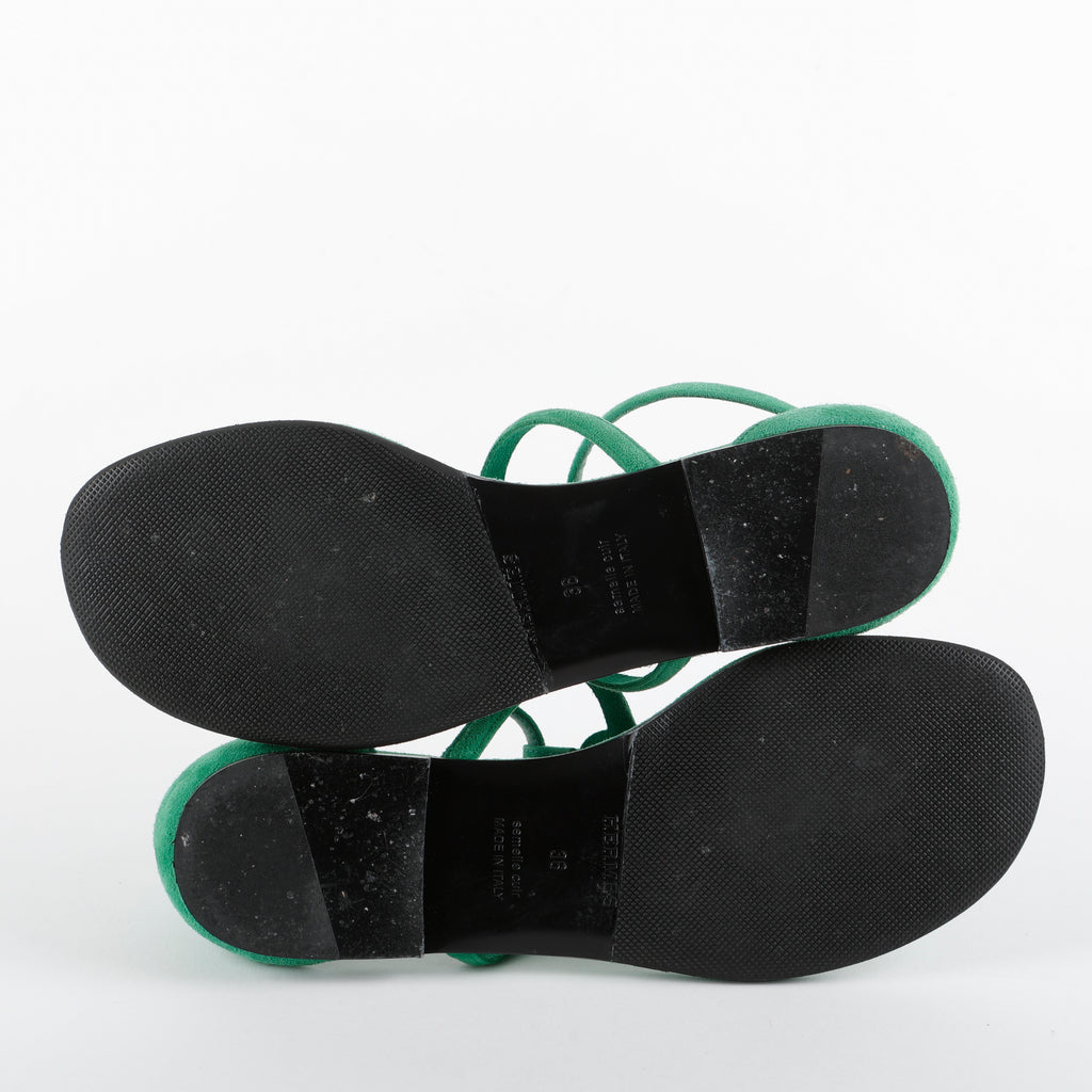 Milos Sandals, Green Suede (size 36)