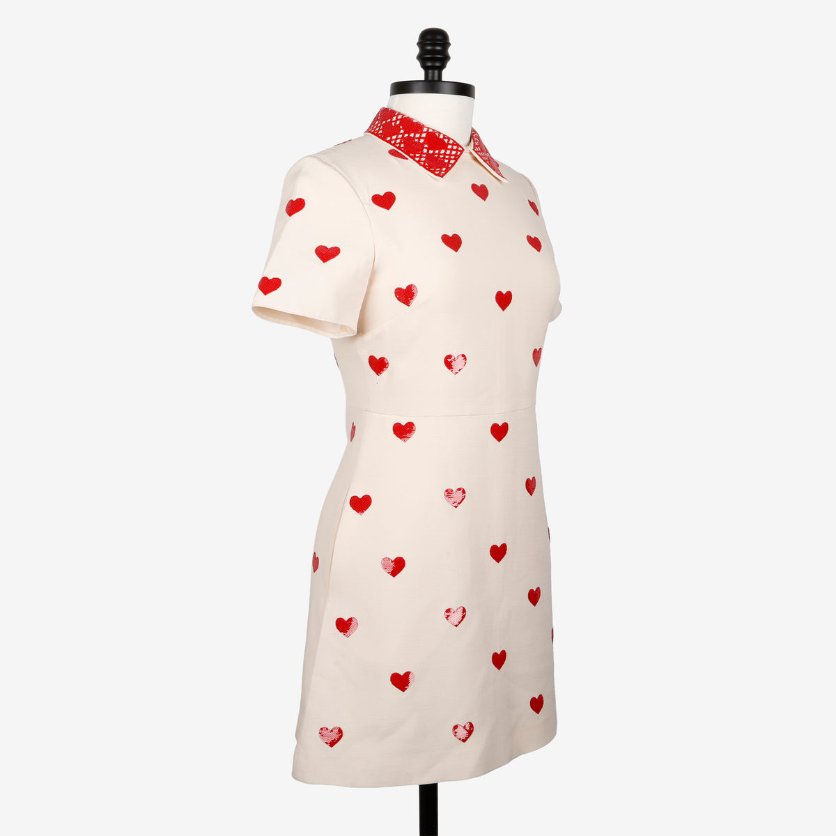Embroidered Crepe Couture Dress, Red/Cream