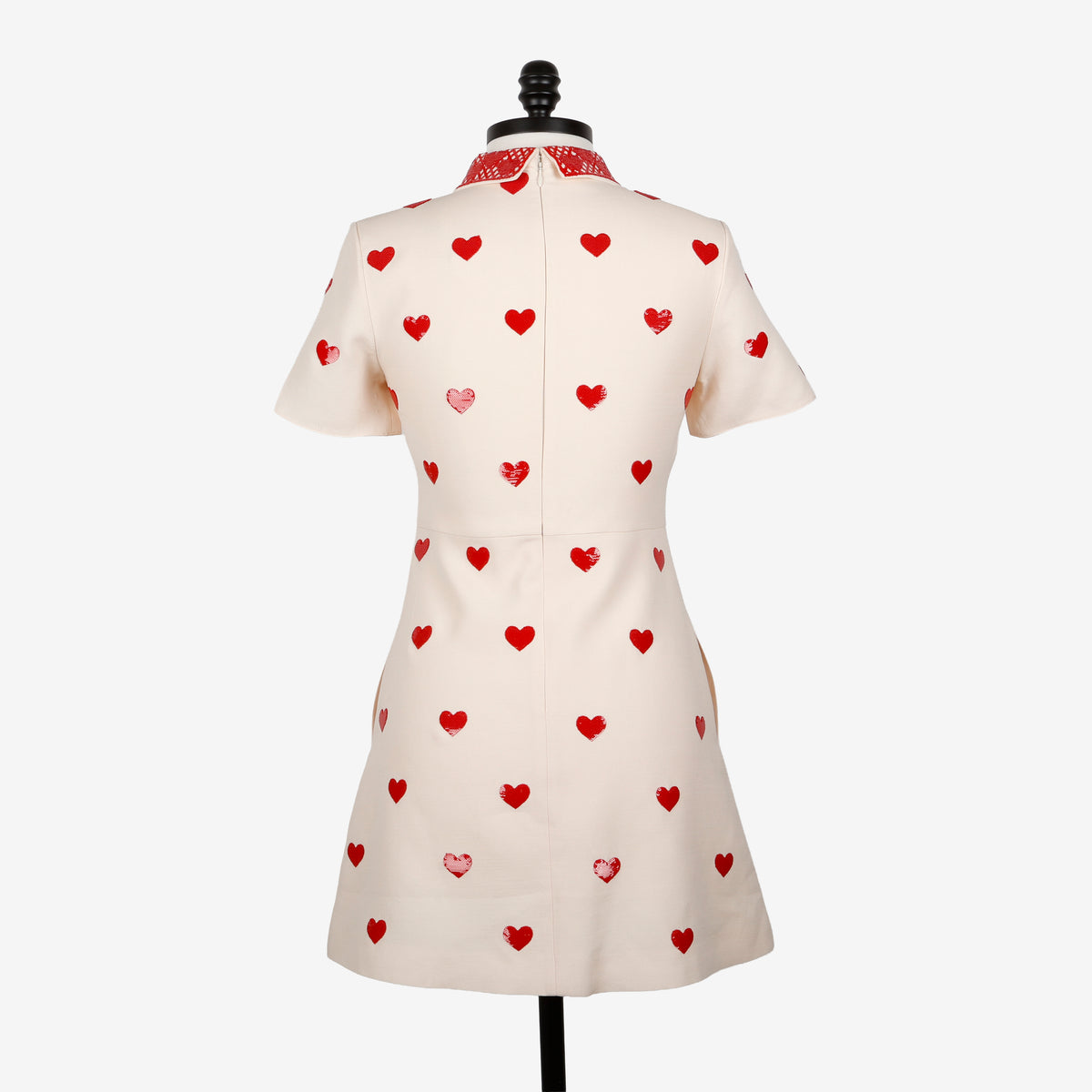Embroidered Crepe Couture Dress, Red/Cream
