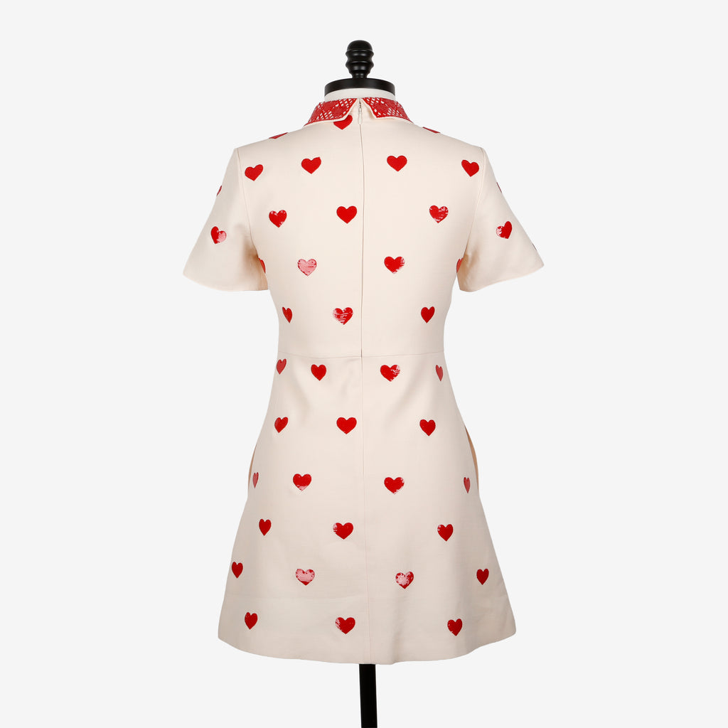 Embroidered Crepe Couture Dress, Red/Cream