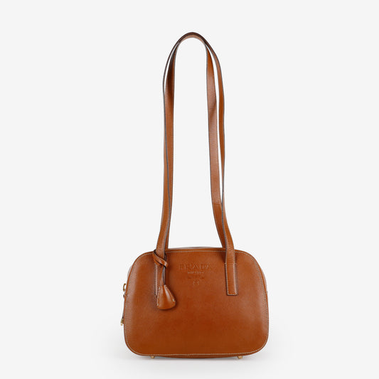 Brown Saffiano Leather Bowler