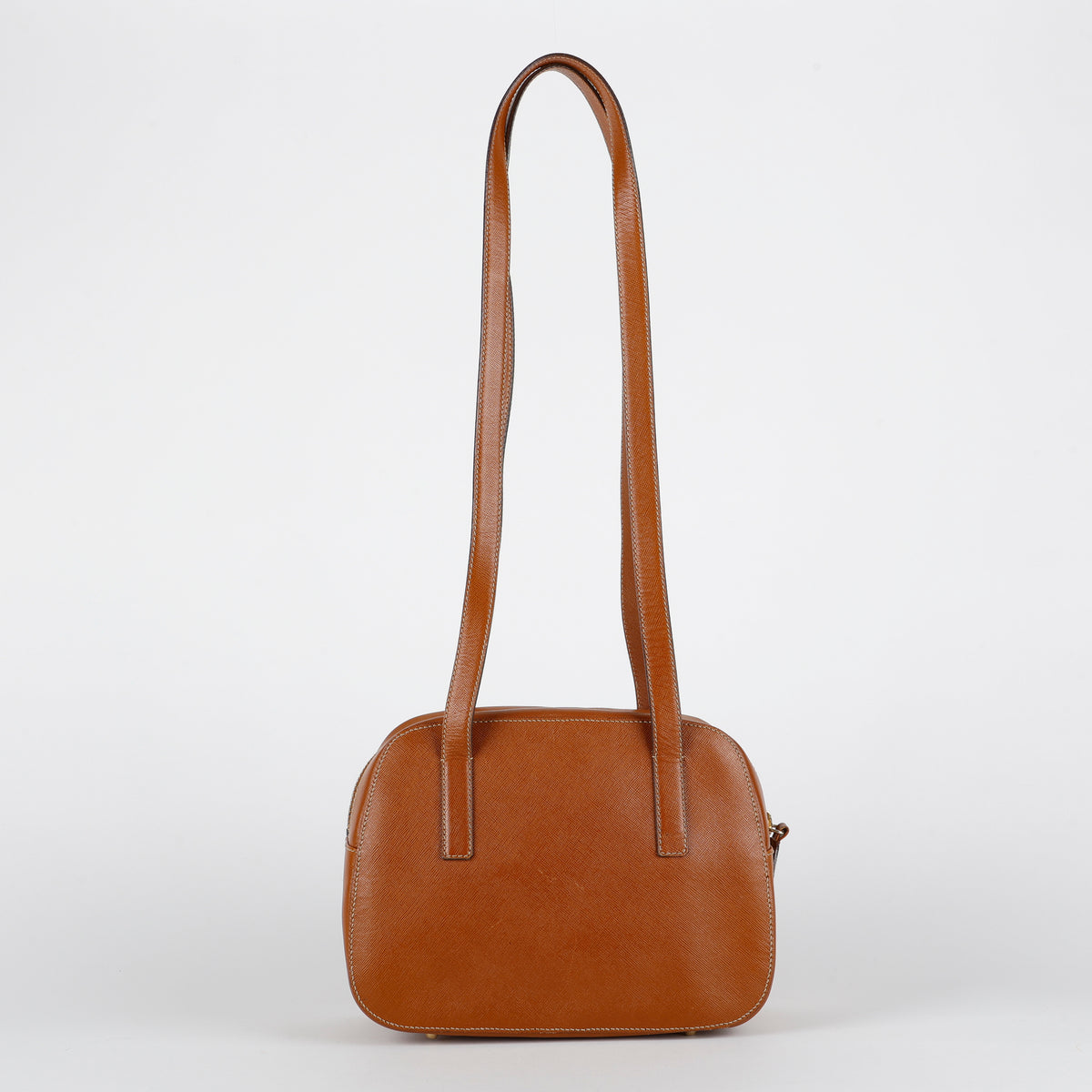 Brown Saffiano Leather Bowler