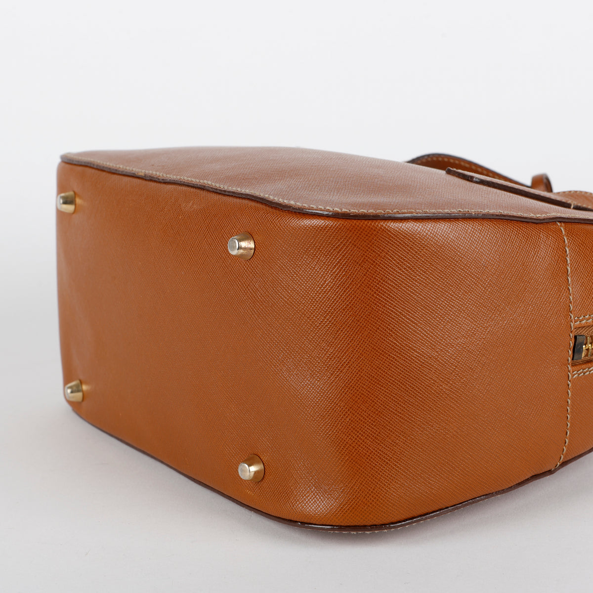 Brown Saffiano Leather Bowler