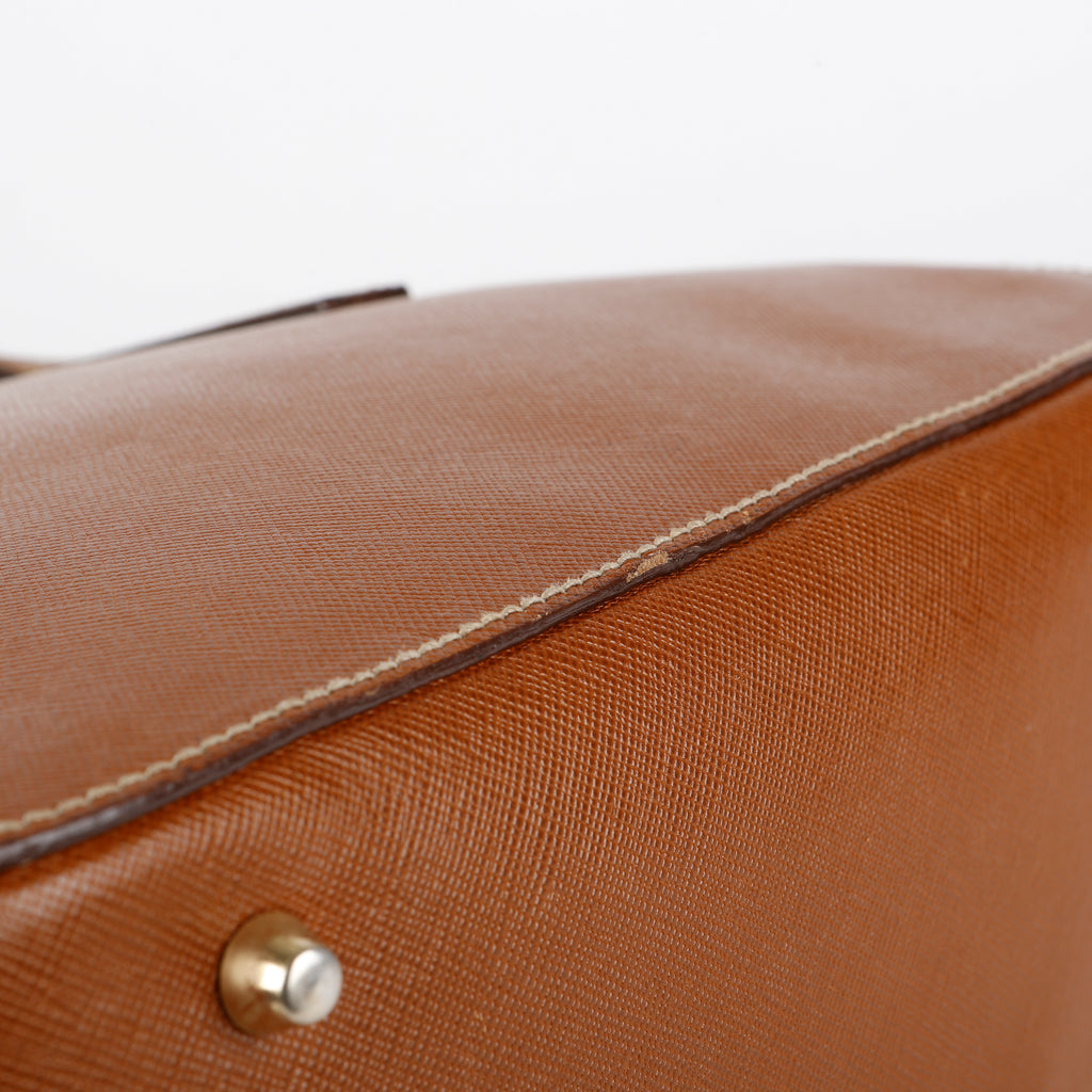 Brown Saffiano Leather Bowler