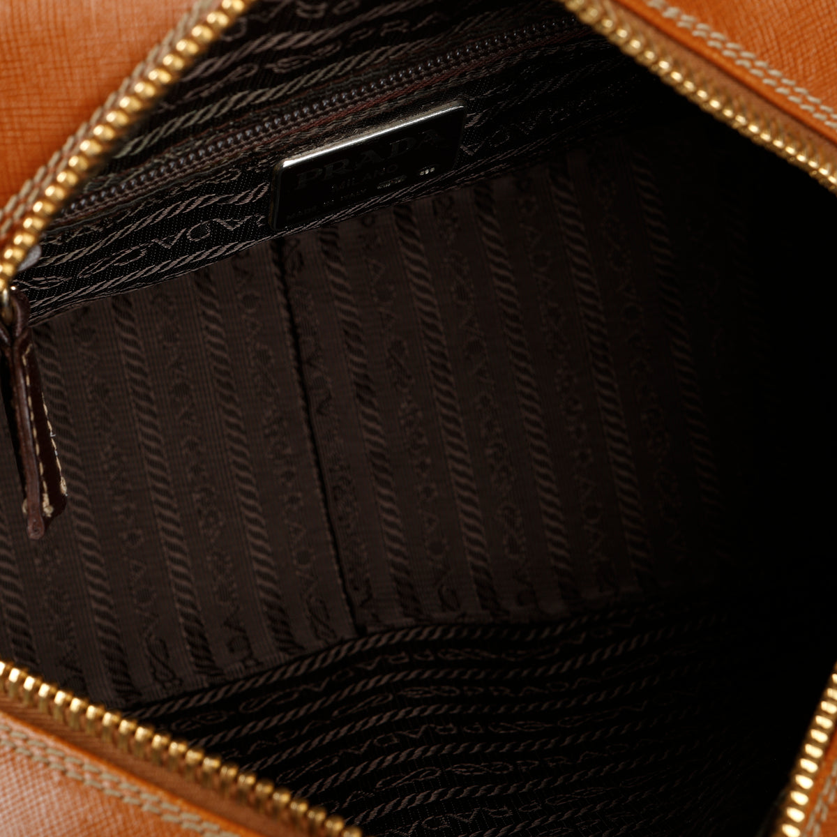 Brown Saffiano Leather Bowler