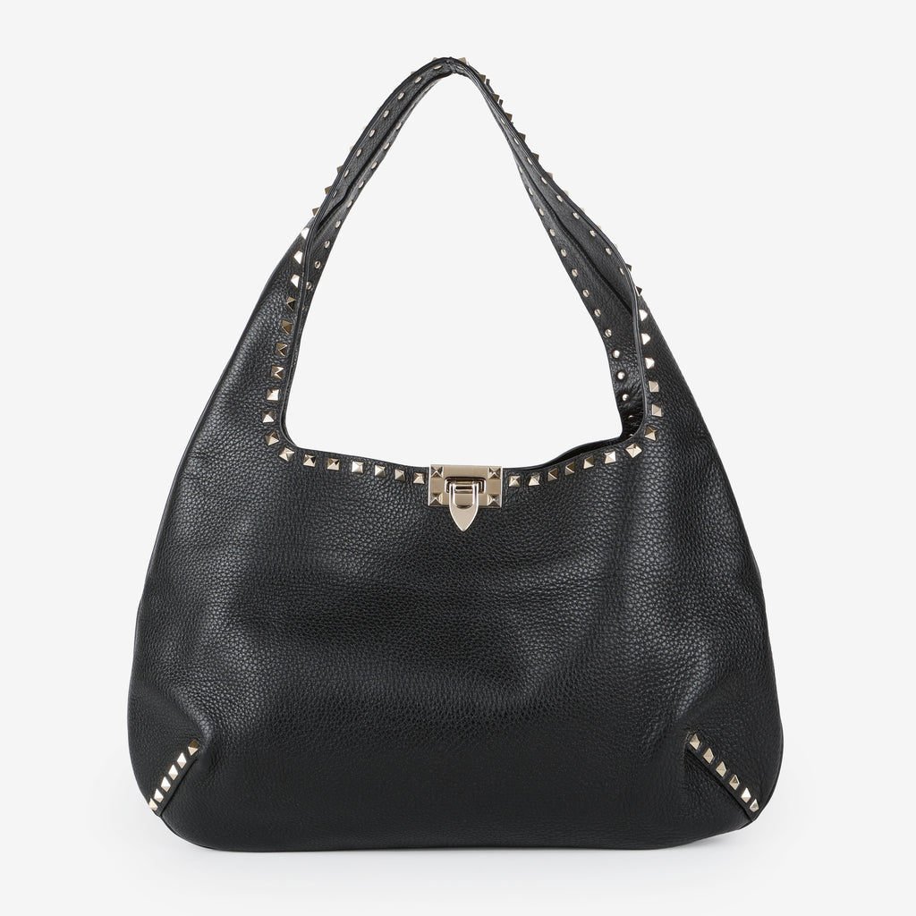 Rockstud Flip-Lock Hobo, Black