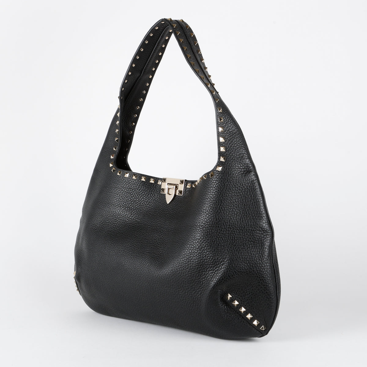 Rockstud Flip-Lock Hobo, Black