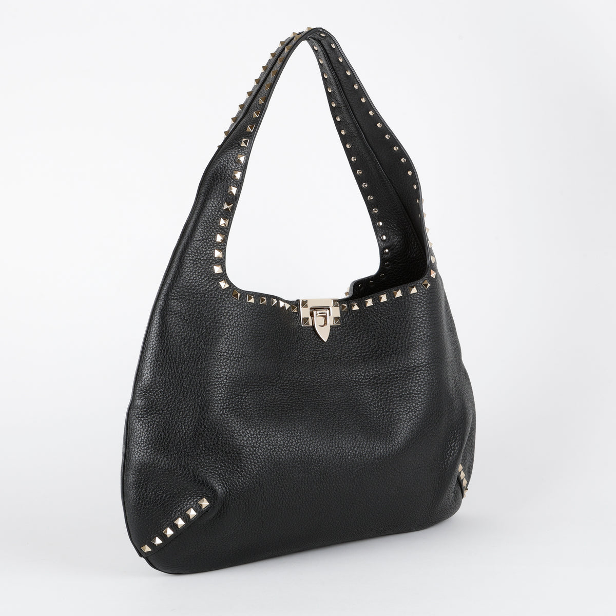 Rockstud Flip-Lock Hobo, Black