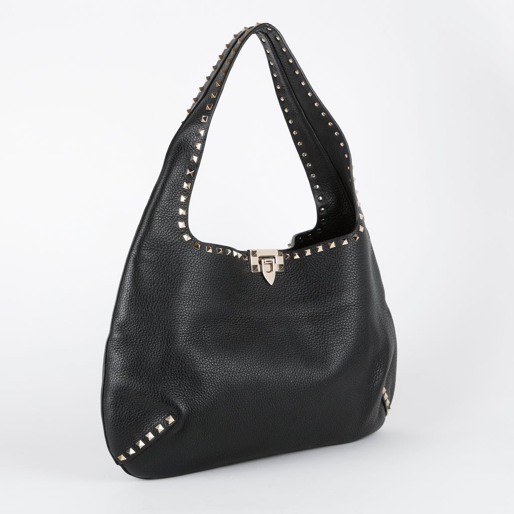 Rockstud Flip-Lock Hobo, Black