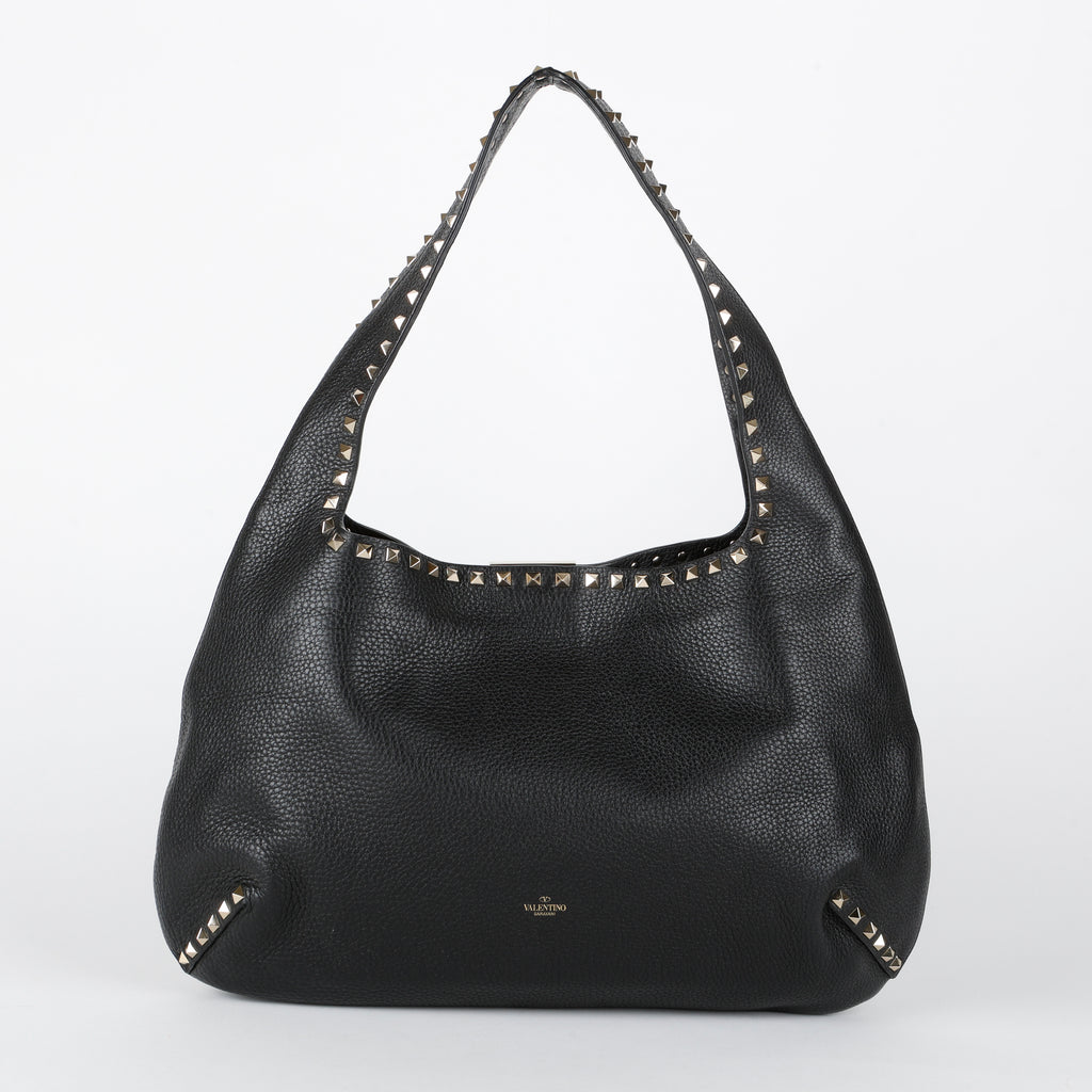 Rockstud Flip-Lock Hobo, Black