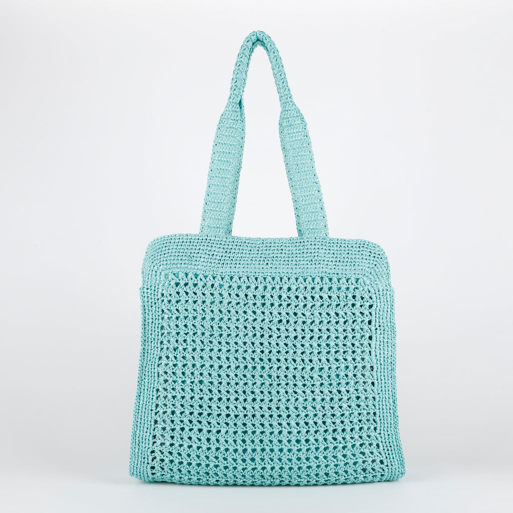 Crochet Tote Bag, Giada Teal