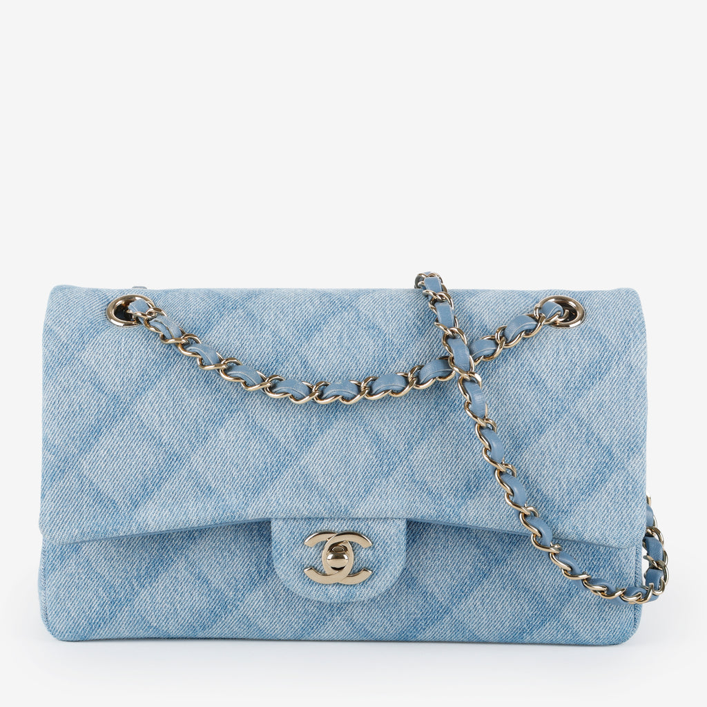 Medium Double Flap, Light Denim
