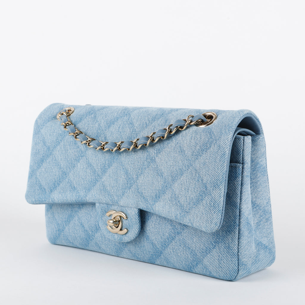 Medium Double Flap, Light Denim
