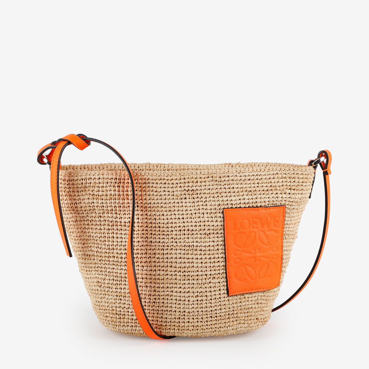 Raffia Woven Pochette Orange