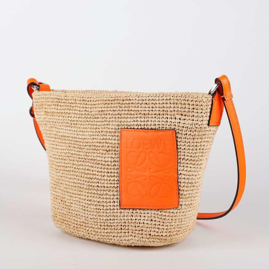Raffia Woven Pochette Orange