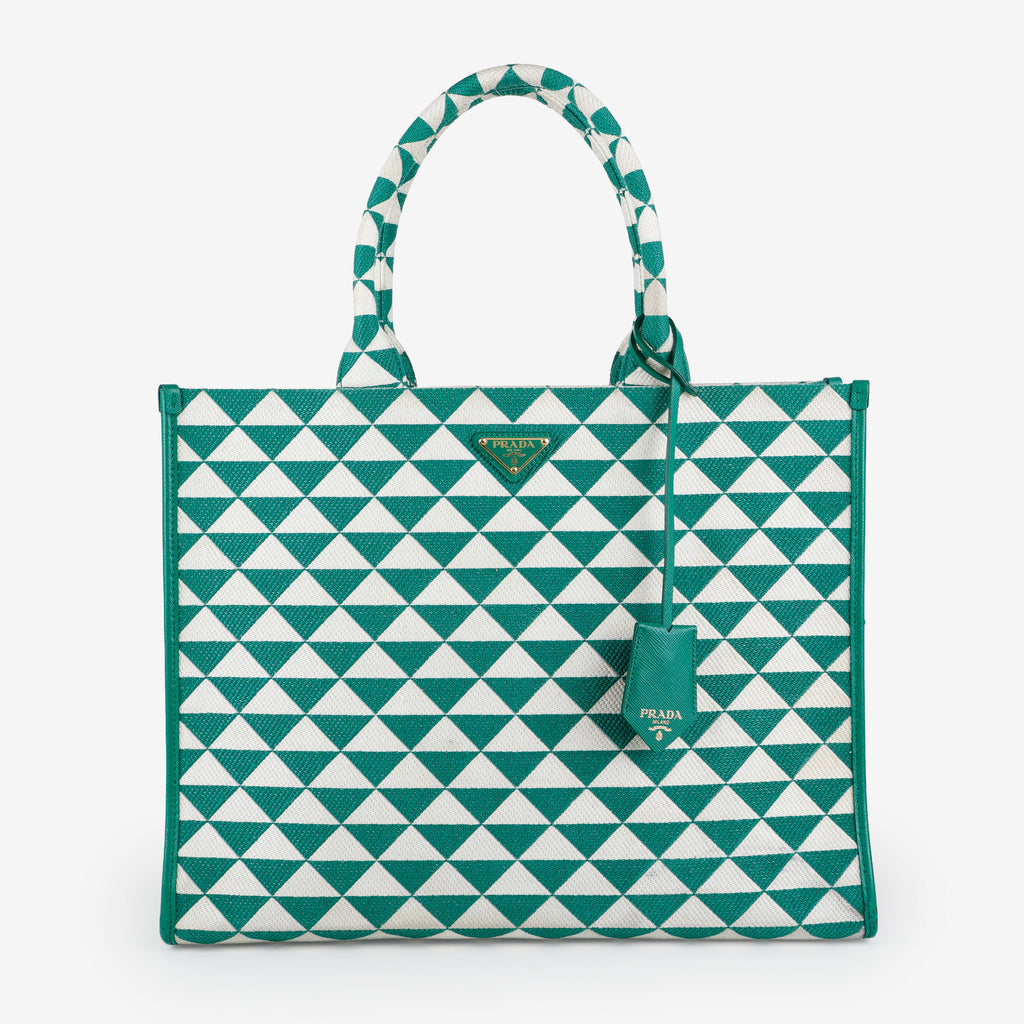 Medium Symbole Shopper, Green/Cream
