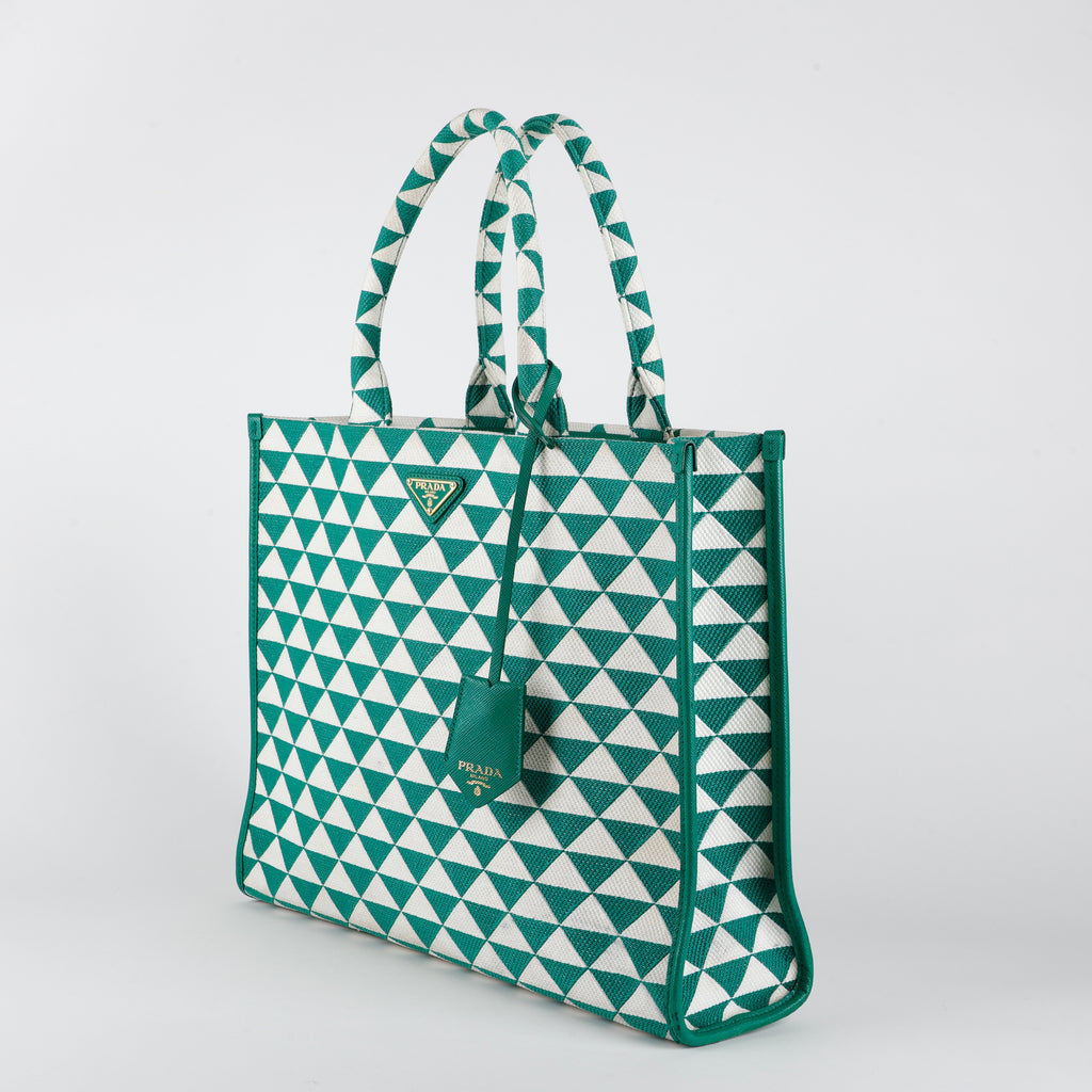 Medium Symbole Shopper, Green/Cream