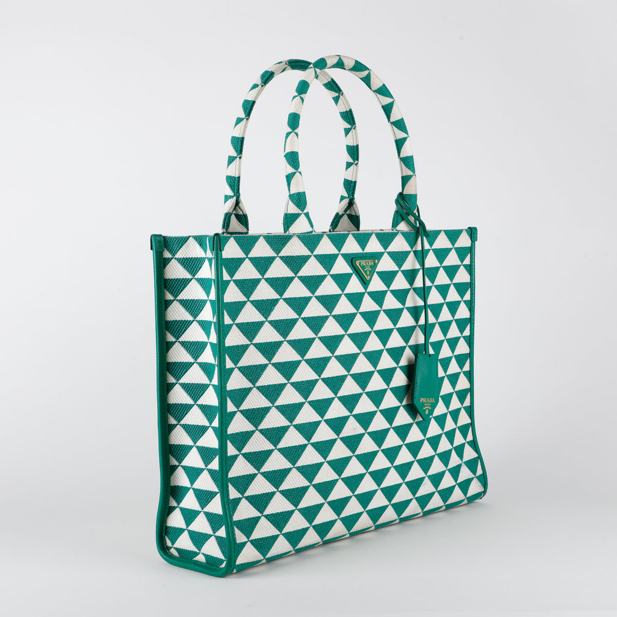 Medium Symbole Shopper, Green/Cream