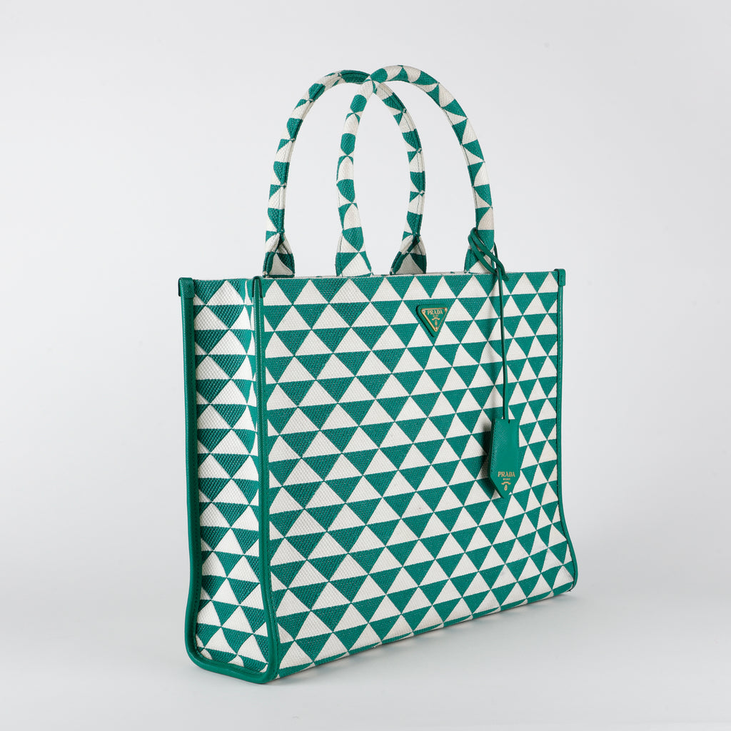 Medium Symbole Shopper, Green/Cream