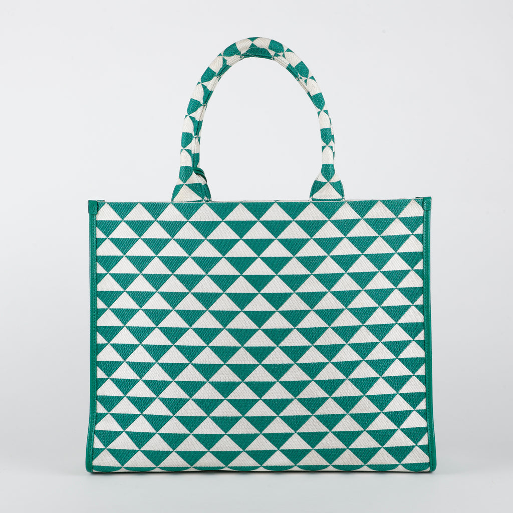 Medium Symbole Shopper, Green/Cream
