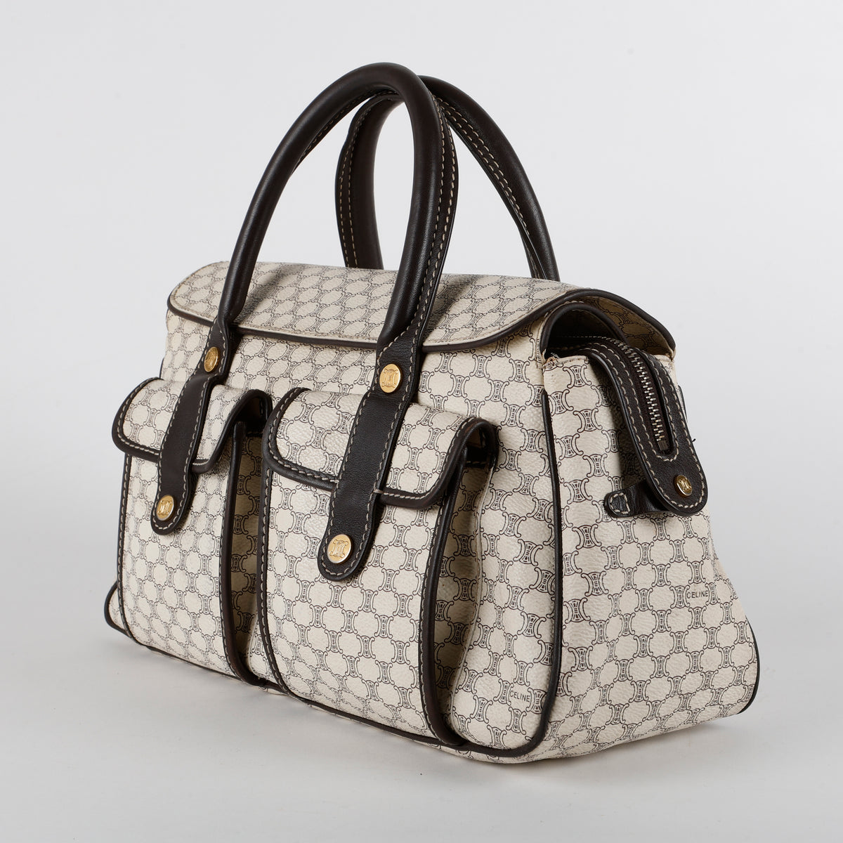 Macadam Pocket Shoulder Bag, Cream Coated Canvas