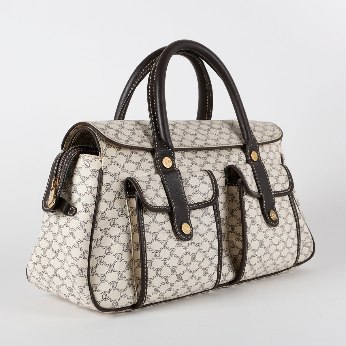 Macadam Pocket Shoulder Bag, Cream Coated Canvas