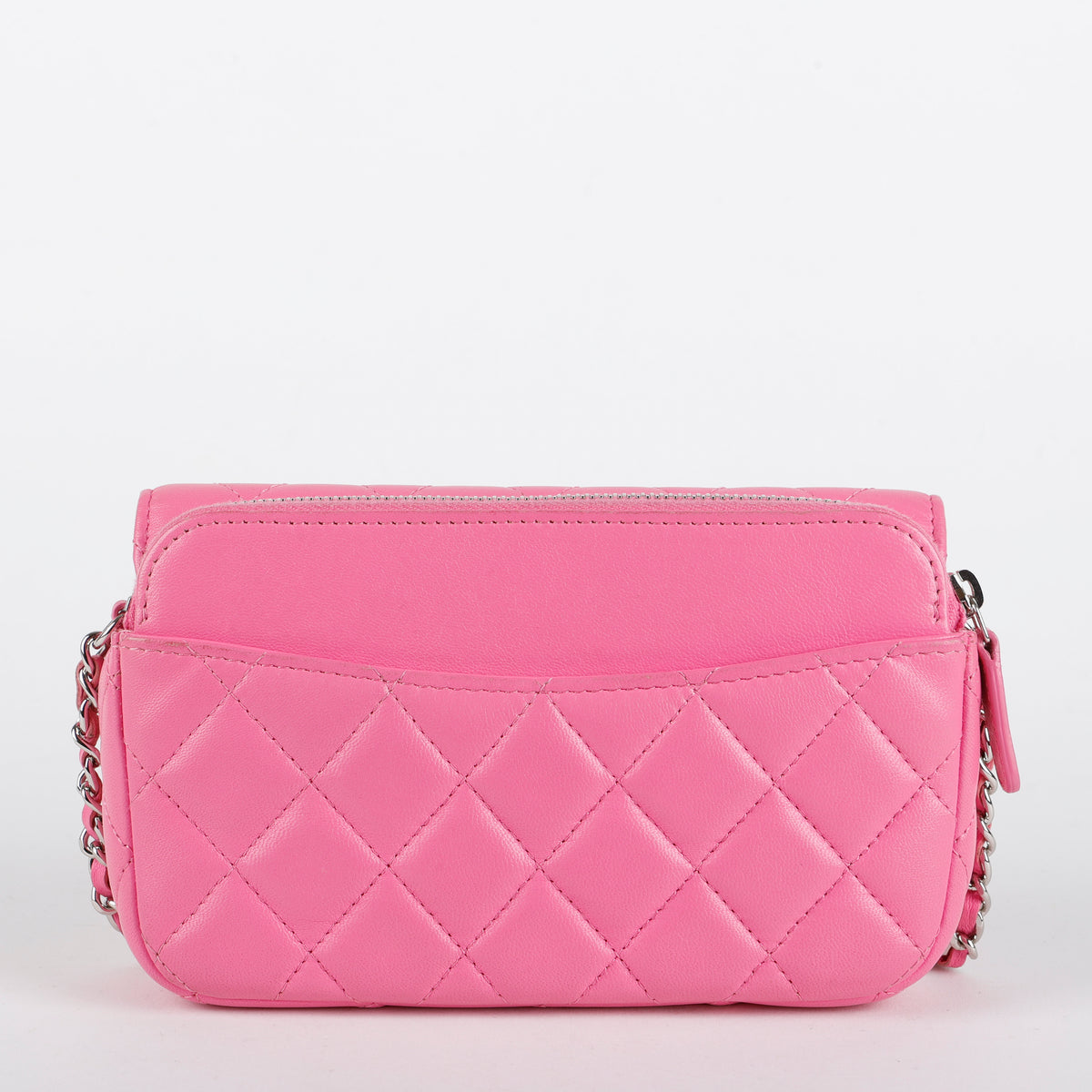 Classic Flap Wallet on Chain, Pink Lambskin