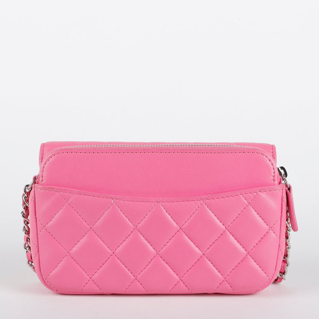 Classic Flap Wallet on Chain, Pink Lambskin