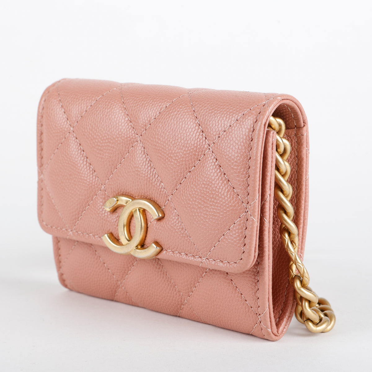 Card Holder on Chain, Mauve Caviar