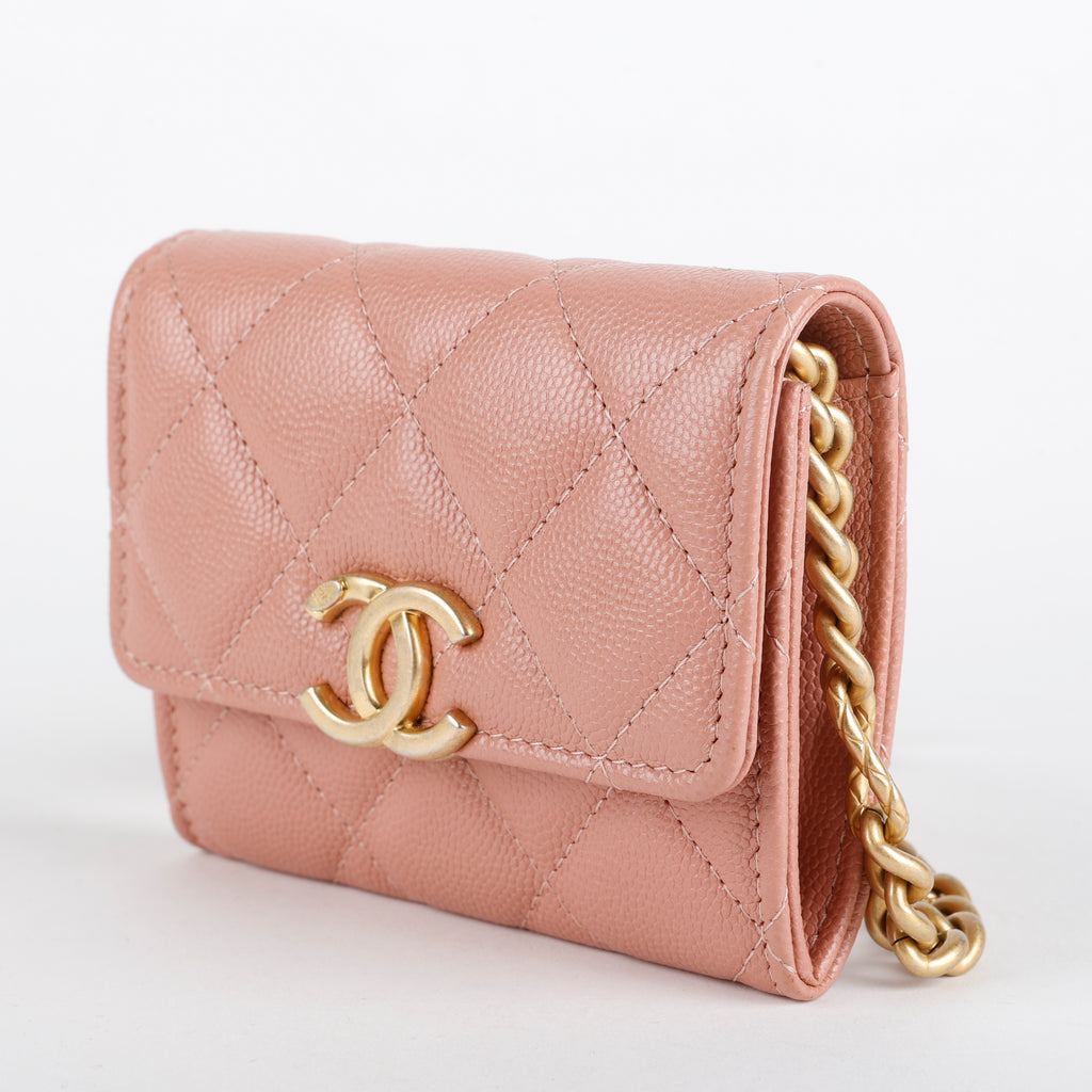 Card Holder on Chain, Mauve Caviar