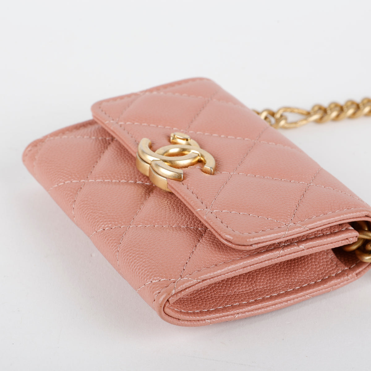 Card Holder on Chain, Mauve Caviar