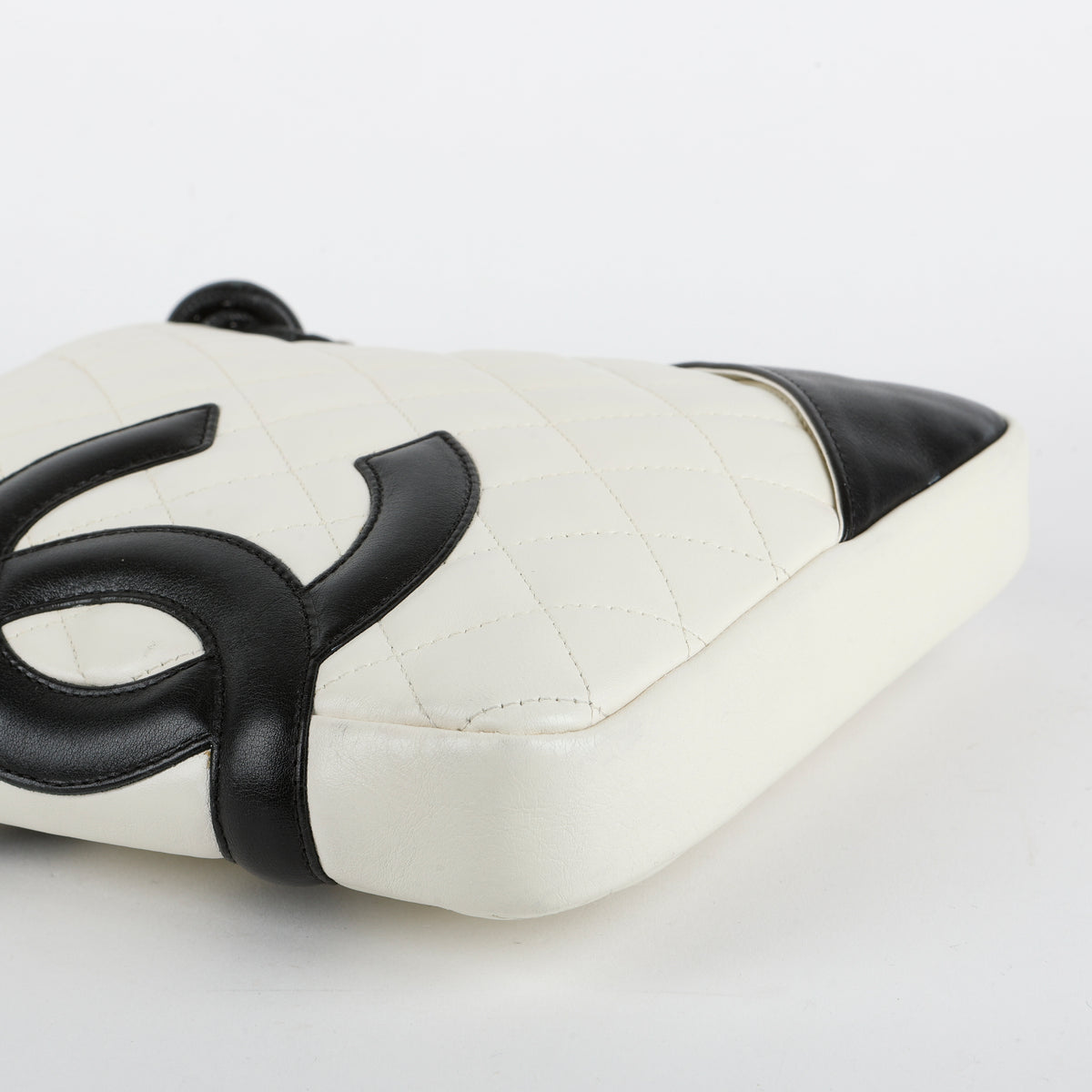 Small Cambon Crossbody Bag, White/Black Lambskin