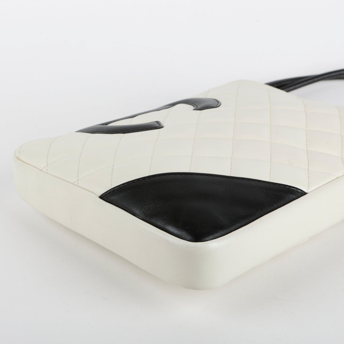 Small Cambon Crossbody Bag, White/Black Lambskin