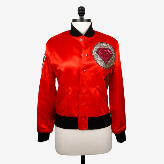 "Oh Dear" Bomber Jacket, Red/Glitter