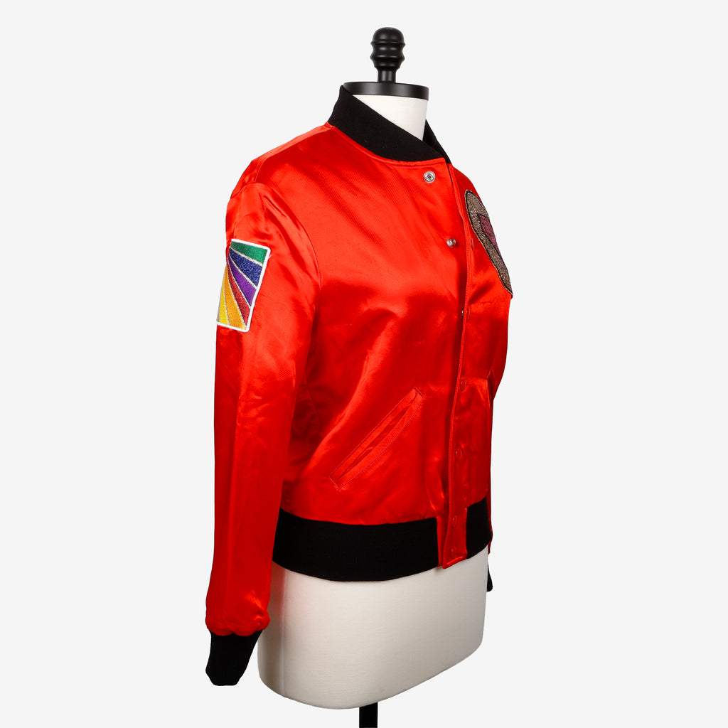 "Oh Dear" Bomber Jacket, Red/Glitter