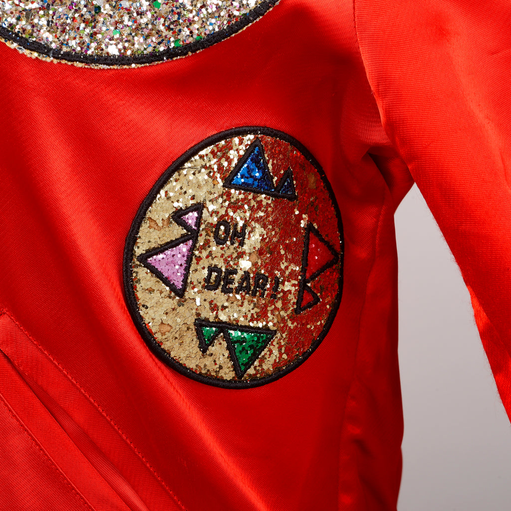 "Oh Dear" Bomber Jacket, Red/Glitter