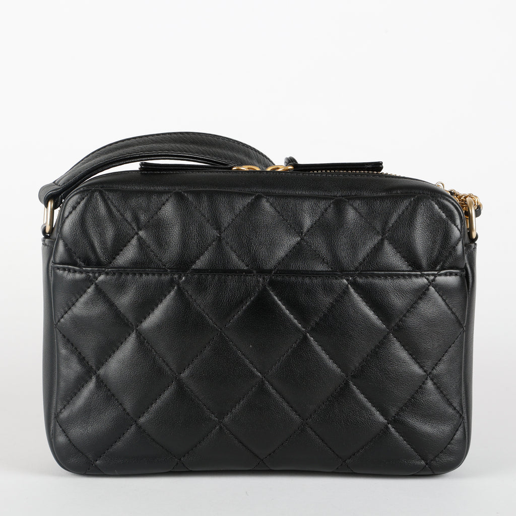 Small Camera Bag, Black Lambskin