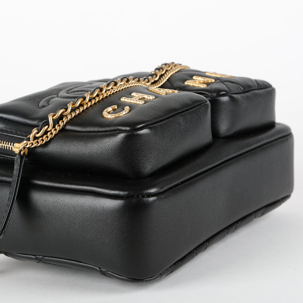 Small Camera Bag, Black Lambskin