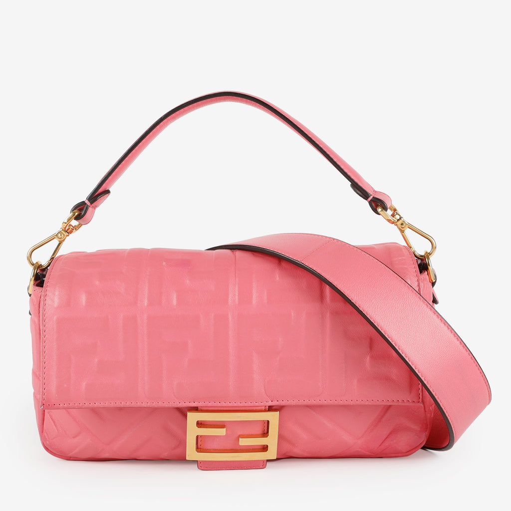 Medium Nappa Embossed Baguette, Pink