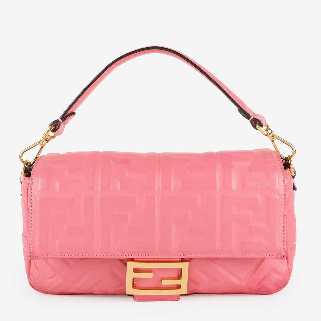 Medium Nappa Embossed Baguette, Pink