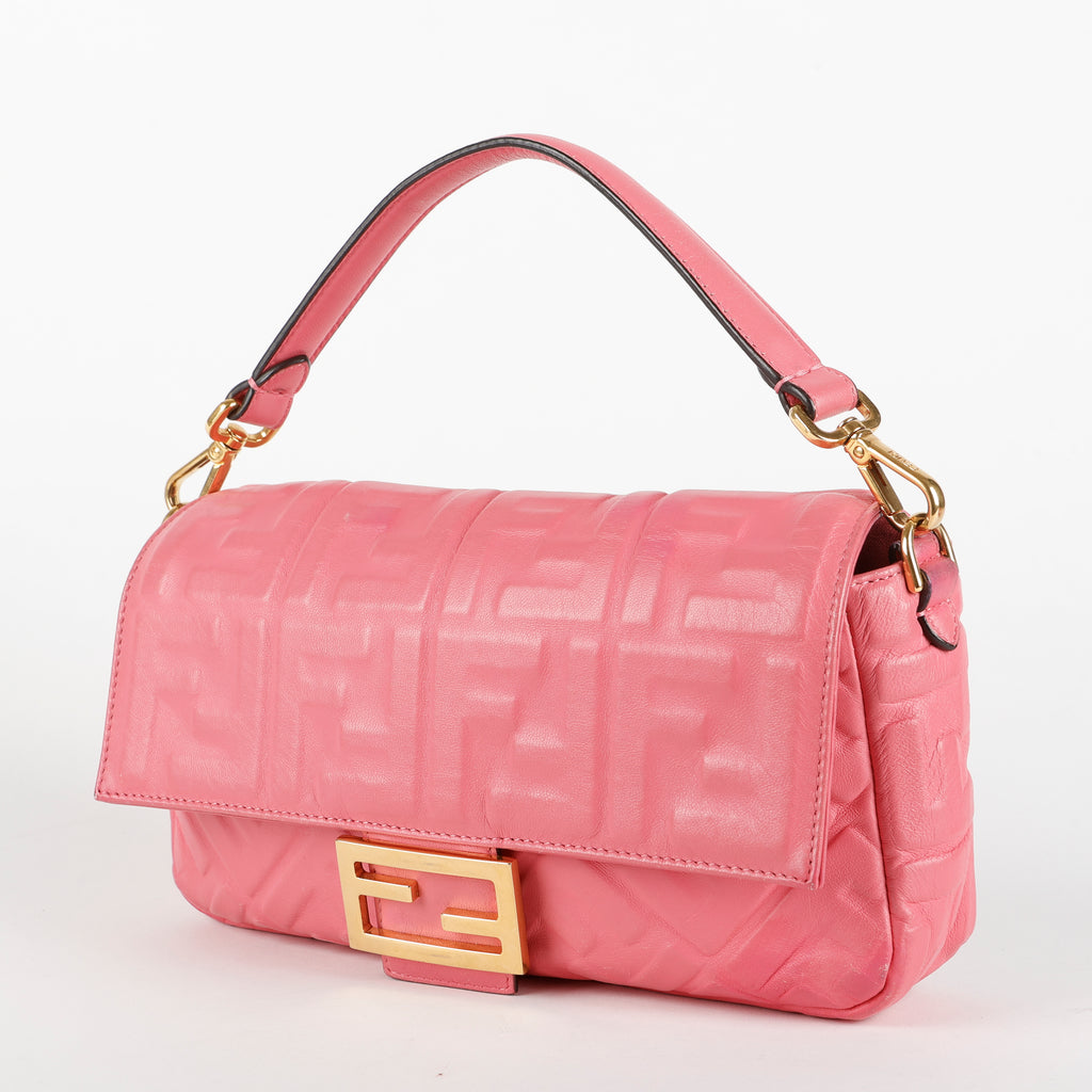 Medium Nappa Embossed Baguette, Pink