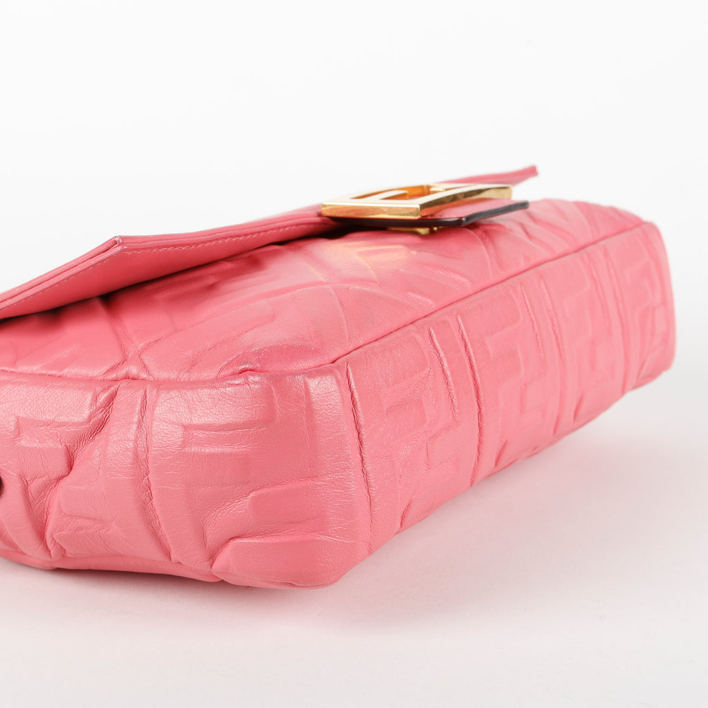 Medium Nappa Embossed Baguette, Pink
