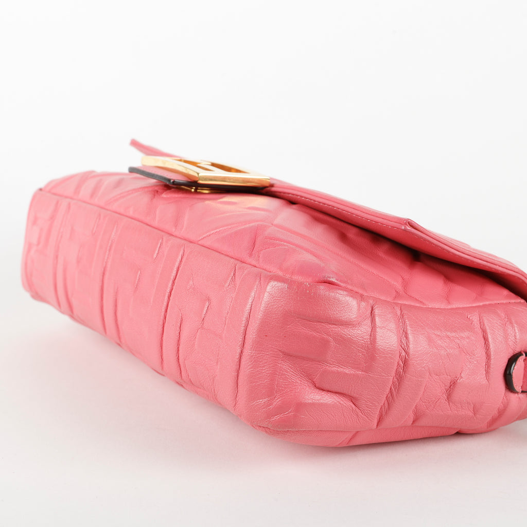 Medium Nappa Embossed Baguette, Pink