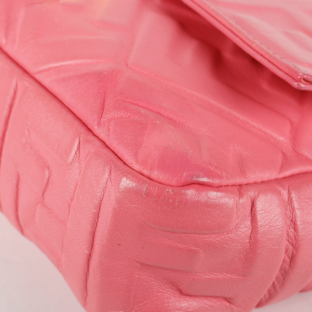 Medium Nappa Embossed Baguette, Pink